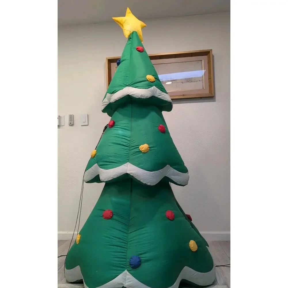 7' Air blown Inflatable Gemmy Christmas Tree‎ w/ Star and Ornaments Tested Work